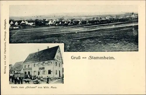 Ak Stammheim Calw im Schwarzwald, Panorama, Gasthaus zum Ochsen von Wilh. Merz