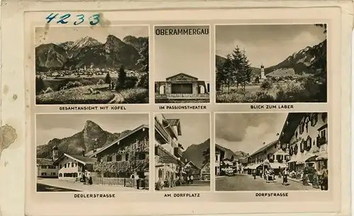 7 Glasnegative Oberammergau in Bayern, Ettaler Straße, Telegramm etc.