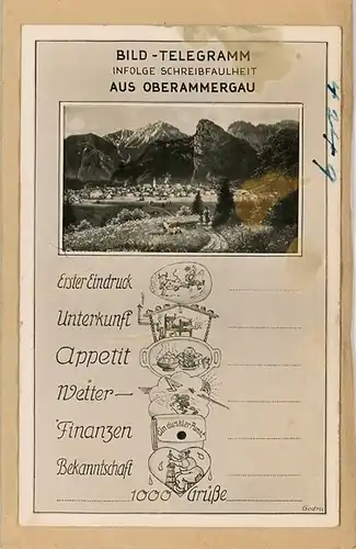 7 Glasnegative Oberammergau in Bayern, Ettaler Straße, Telegramm etc.