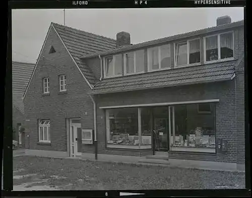 6 Zelluloid Negative Wessum Ahaus im Münsterland, Geschäft, Straße, Kirche