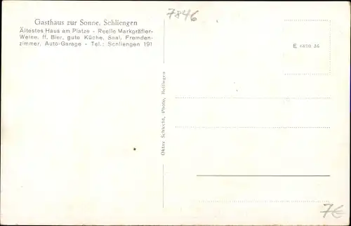 Ak Schliengen Breisgau, Gasthaus zur Sonne