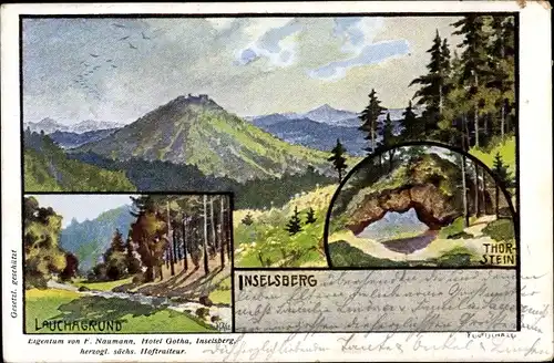 Künstler Ak Brotterode Trusetal in Thüringen, Inselsberg, Lauchagrund, Torstein