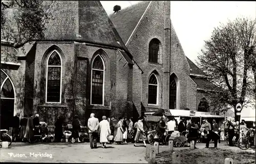 Ak Putten Gelderland, Markttag, Kirche