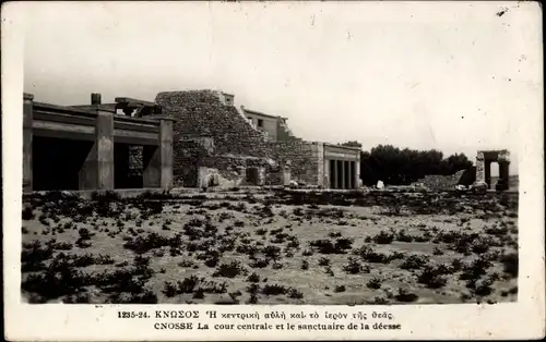 Ak Knossos Griechenland, Der zentrale Innenhof und das Heiligtum der Göttin