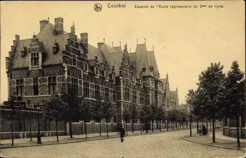 Ak Kortrijk Courtrai Westflandern, Caserne de l'ecole regimentaire du 2me de ligne