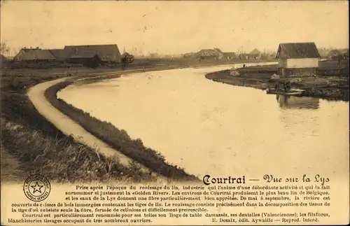 Ak Kortrijk Courtrai Westflandern, Vue sur la Lys