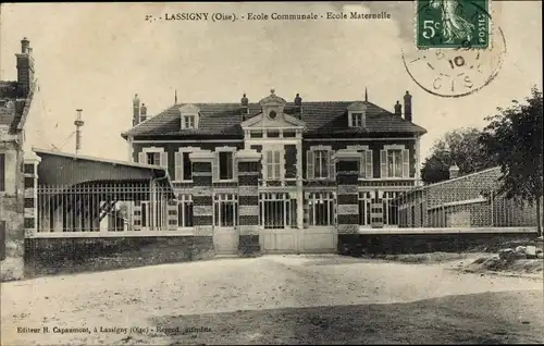 Ak Lassigny Oise, Gemeinschaftsschule, Kindergarten