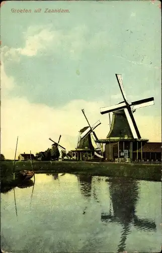 Ak Zaandam Zaanstad Nordholland, Windmühlen