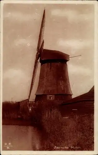 Ak Zaandam Zaanstad Nordholland, Windmühle