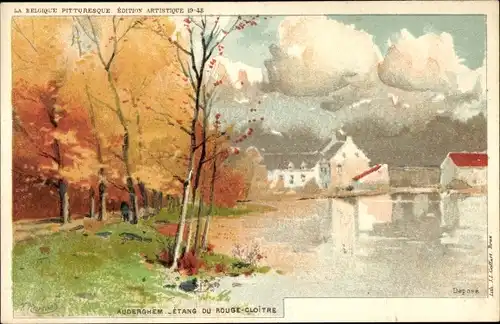 Künstler Litho Auderghem Oudergem Belgien Brüssel, Etang du Rouge-Cloitre