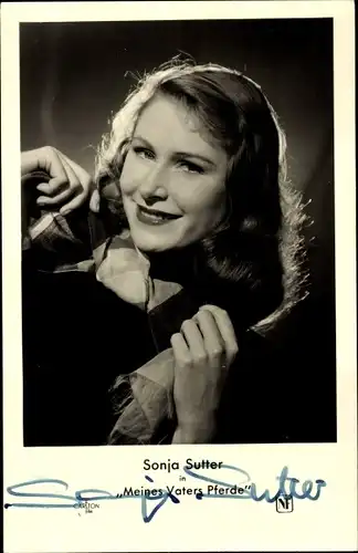 Ak Schauspielerin Sonja Sutter, Portrait, Film Meines Vaters Pferde, Autogramm