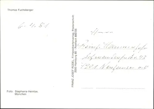 Ak Schauspieler Thomas Fuchsberger, Portrait, Autogramm