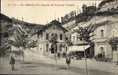 AK Barcelona Katalonien Spanien, Standseilbahn Tibidabo