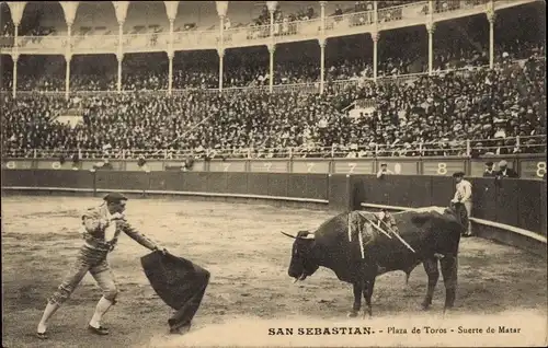 Ak Donostia San Sebastián Baskenland, Stierkampfarena, Suerte de Matar