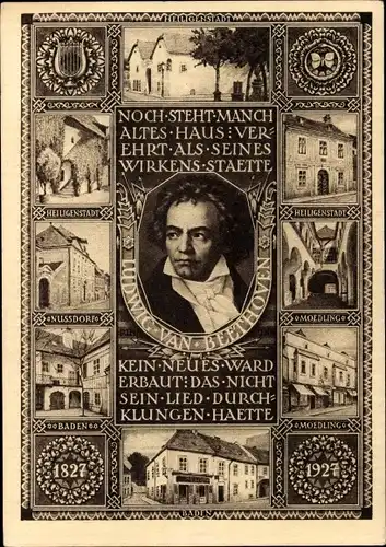 Ganzsachen Ak Mödling in Niederösterreich, Komponist Ludwig van Beethoven, Heiligenstadt