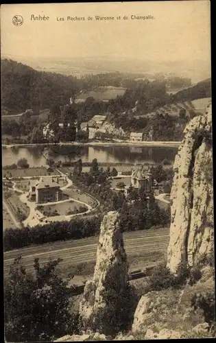 Ak Anhée Wallonien Namur, Die Felsen von Warenne und Champalle