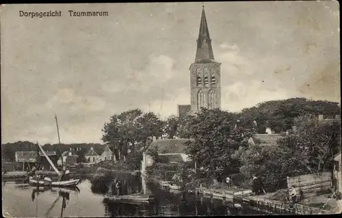 Ak Tzummarum Friesland Niederlande, Blick auf das Dorf