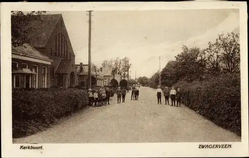 Ak Zwagerveen Friesland, Kerkbuurt, Ortspartie