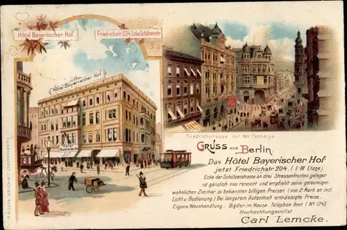 Litho Berlin Mitte, Hotel Bayerischer Hof, Friedrichstraße 204, Passage