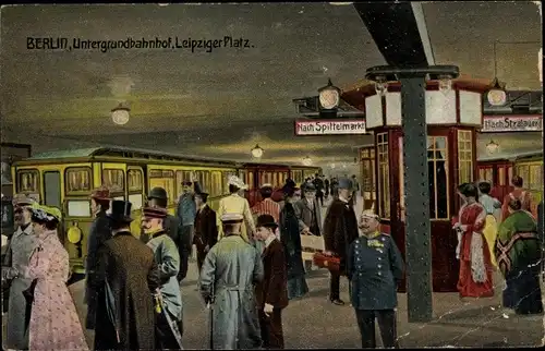 Ak Berlin Mitte, Untergrundbahnhof, Leipziger Platz