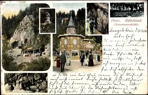 Ak Rübeland Oberharz am Brocken, Herrmannshöhle, Eingang, Innenansichten, Besucher