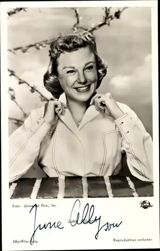 Ak Schauspielerin June Allyson, Portrait, Autogramm