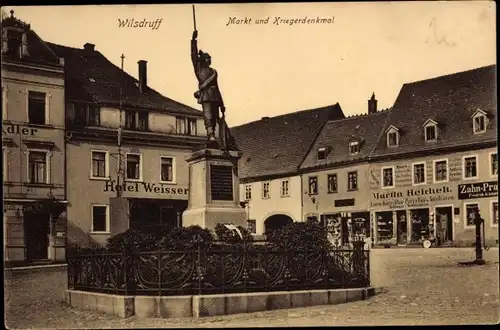 Ak Wilsdruff in Sachsen, Markt, Kriegerdenkmal