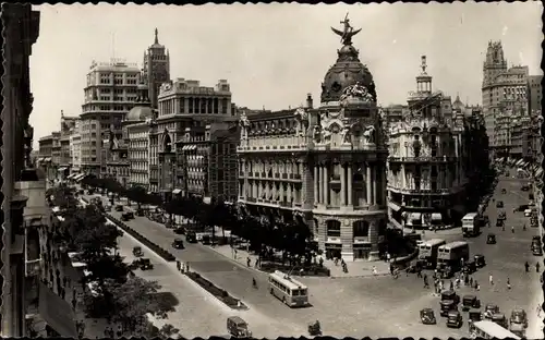 Ak Madrid Spanien, Calle Alcalá, Avenida Jose Antonio