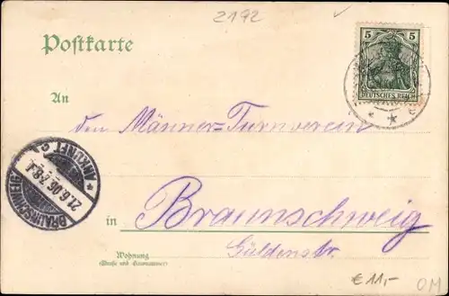 Litho Nordseeinsel Helgoland, Helgoländer, Fahnen, Totalansicht