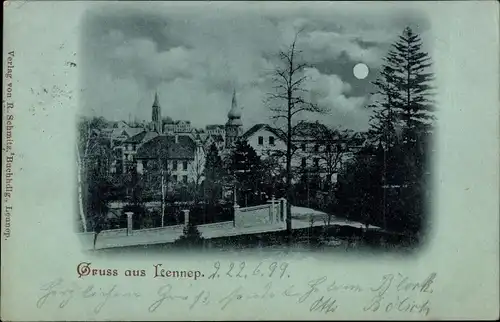 Mondschein Ak Lennep Remscheid im Bergischen Land, Stadtansicht, Brücke
