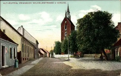 Ak Altruppin Neuruppin, Friedrich-Wilhelm-Straße, Kirche
