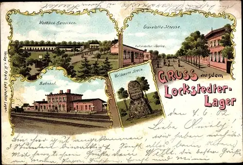 Litho Lockstedt in Holstein, Lockstedter Lager, Wellblech-Baracken, Gravelotte-Straße, Bahnhof