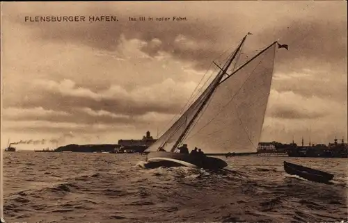 Ak Flensburg in Schleswig Holstein, Isa III in voller Fahrt