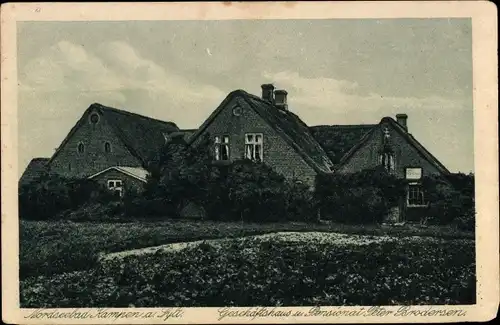 Ak Kampen auf Sylt, Nordseebad, Geschäftshaus und Pension Peter Brodersen