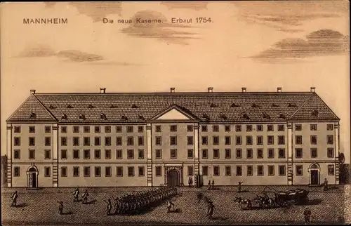 Künstler Ak Mannheim in Baden Württemberg, Die neue Kaserne, Erbaut 1754