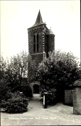 Ak Ritthem Walcheren Zeeland, Kirche, Turm