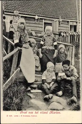 Ak Marken Nordholland, Kinder in niederländischen Volkstrachten, Gruppenbild