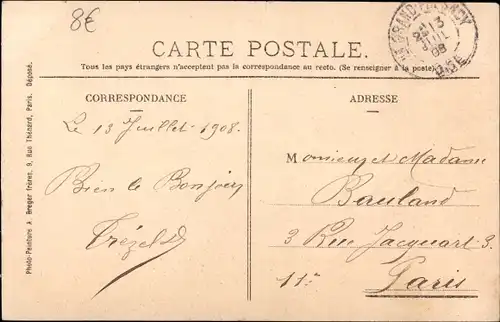 Postkarte Grandfresnoy-Oise, Gesamtansicht des Weißen Kreuzes