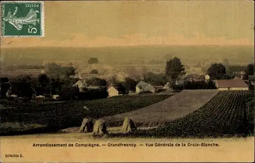 Postkarte Grand-Fresnoy-Oise, Gesamtansicht des Weißen Kreuzes