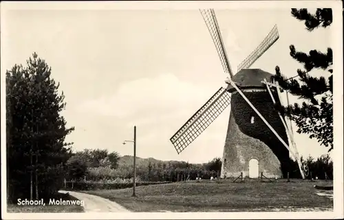 Ak Schoorl Nordholland Niederlande, Molenweg, Windmühle