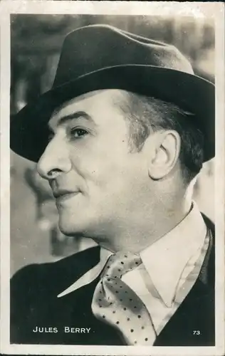 Ak Schauspieler Jules Berry, Portrait, Hut