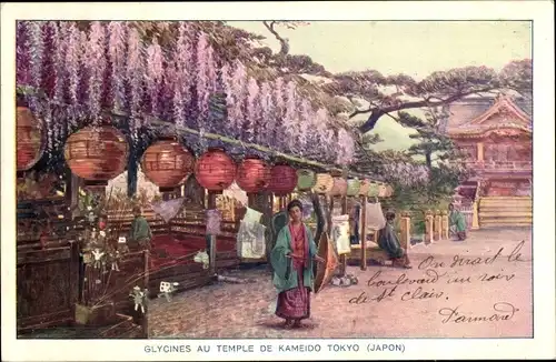 Künstler Ak Tokio Präf. Tokio Japan, Glycines au temple de Kameido