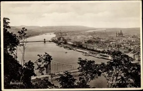 Ak Budapest Ungarn, Panorama vom Blocksberg