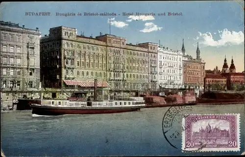 Ak Budapest Ungarn, Hotel Hungaria, Hotel Bristol