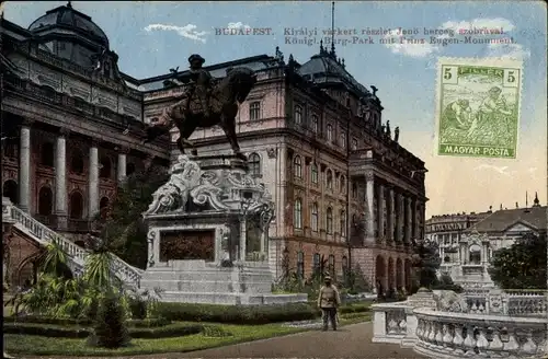 Ak Budapest Ungarn, Königliche Burg, Park, Prinz Eugen-Monument