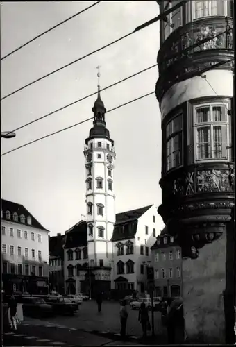 Foto Ak Gera in Thüringen, Rathaus, Turm, Erker