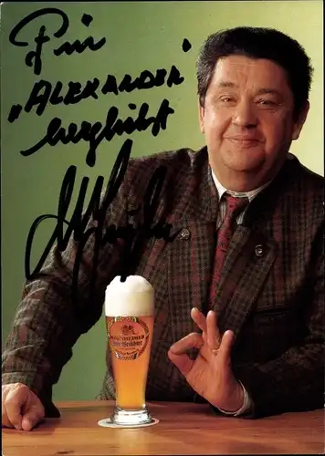 Ak Schauspieler Max Grießer, Portrait, Autogramm, Bierglas, Lederstadel