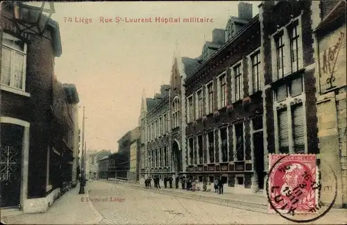 Ak Lüttich Lüttich Wallonien, Rue Saint-Laurent, Militärkrankenhaus