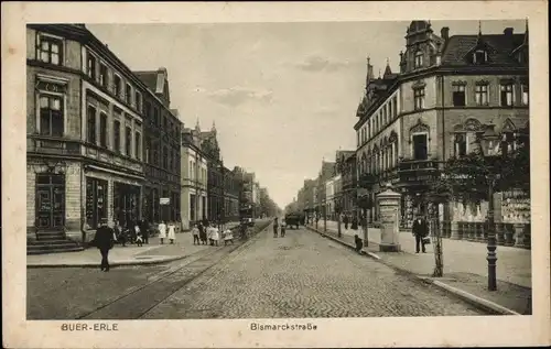 Ak Buer Erle Gelsenkirchen im Ruhrgebiet, Bismarckstraße, Geschäfte, Litfaßsäule