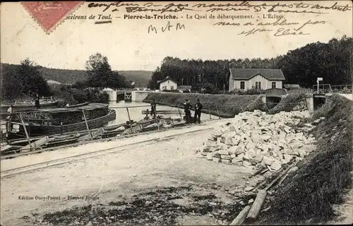 Postkarte Pierre la Trême Meurthe et Moselle, Anlegestelle, l'Ecluse